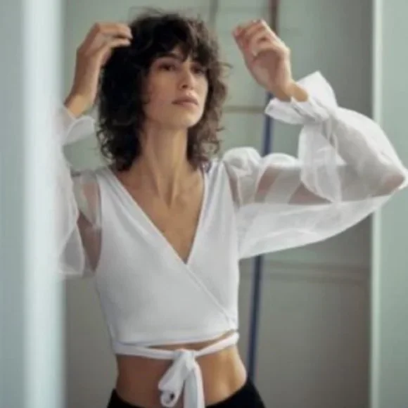 Zara Tops Nwt Zara Contrasting Organza Wrap Top Poshmark